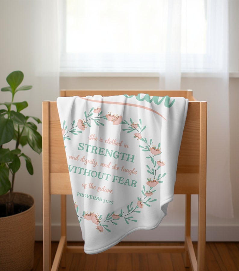 Personalized Swaddle Baby Blanket With Bible Verse Girls Christian