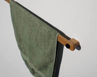 Langer Handtuchhalter aus massiver Eiche: Wandmontierter Bauernhaus-Badezimmerhalter