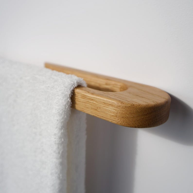 Minimalist bathroom oak wooden Towel Holder,  Bath Towel Rack, New Home Gift, Functional Scandinavian Style Bathroom Rack, towelholder