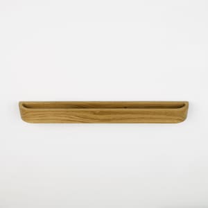 Minimalist wooden eyewear holder crafted from American walnut, self adhesive wall hook for reading glasses, functional and stylish organizer for contemporary interiors