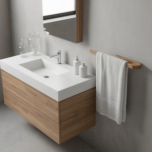 Minimalistischer Handtuchhalter aus Eichenholz: Skandinavisches Badezimmer Dekor Bild 12
