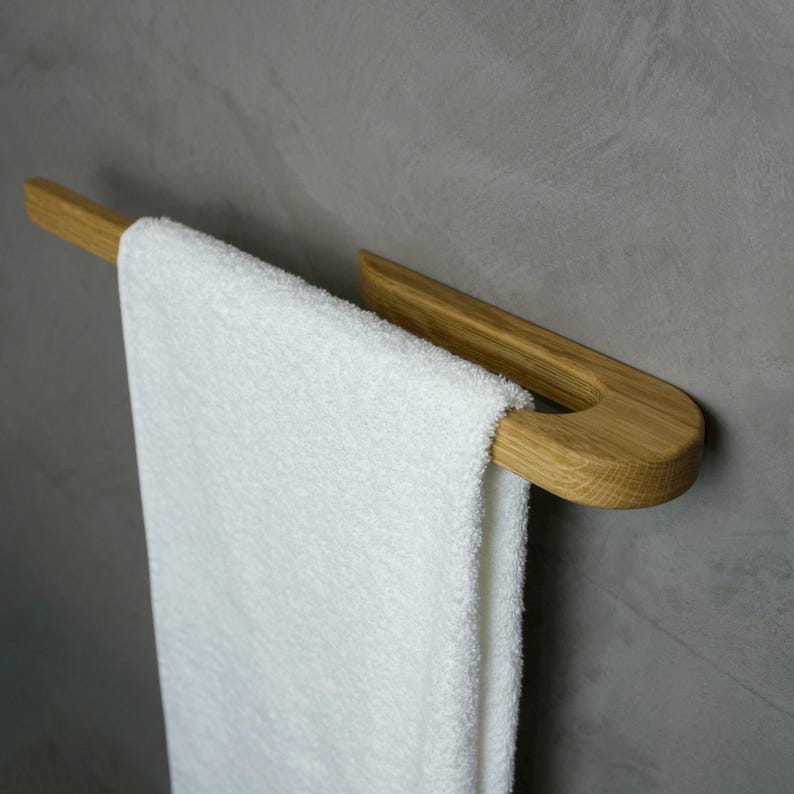 Minimalist bathroom oak wooden Towell Holder,  Bath Towel Rack, Handmade Functional Bathroom Rack in Scandinavian style, New Home Gift,