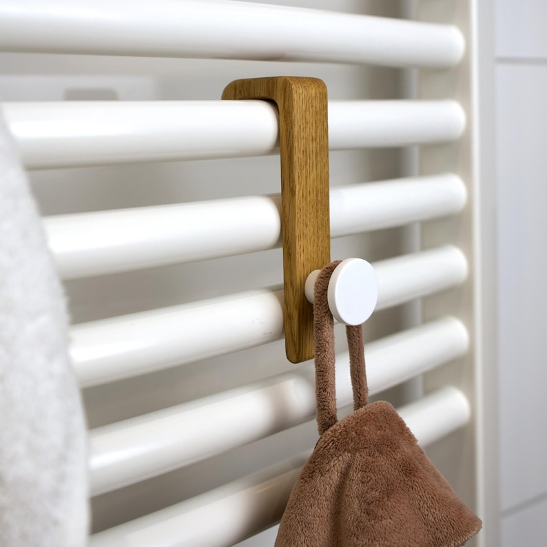 Wooden Magnetic Oak Towel Hooks: Scandi Bathroom Radiator up to 25 Mm ...