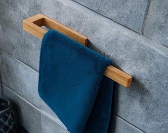 Nordic Oak Towel Rack: Self-Adhesive, Minimalist Bathroom Decor, No Drilling  Small Spaces