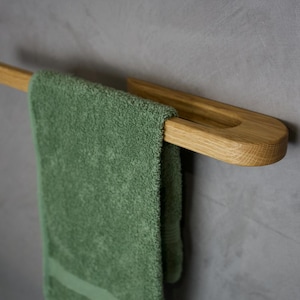 Minimalist bathroom oak wooden Towell Holder,  Bath Towel Rack, Handmade Functional Bathroom Rack in Scandinavian style, New Home Gift,
