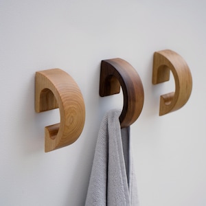Decorative wood wall hooks, minimalist solid wooden towel rack, wooden towell hanger, stylish accessorie to bathroom, choice of wood
