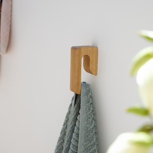 Oak towel hanger, wall mounted holder, modern minimalist bathroom hooks towel rack, towel storage wall hook bathroom accessories