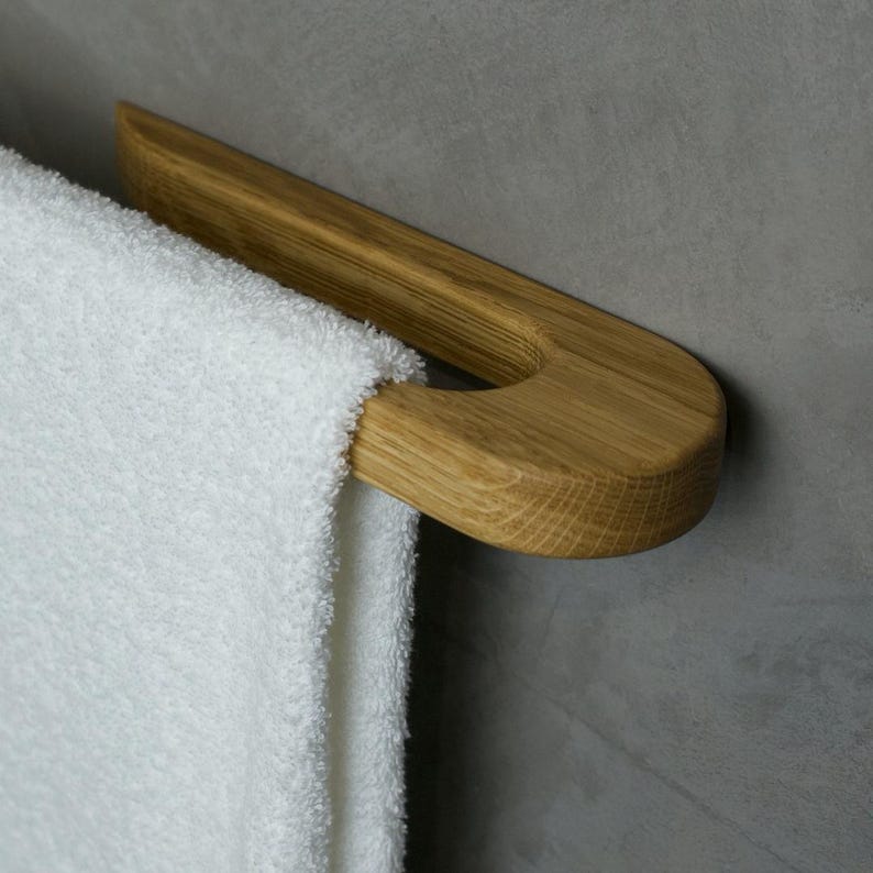 Minimalist bathroom oak wooden Towell Holder,  Bath Towel Rack, Handmade Functional Bathroom Rack in Scandinavian style, New Home Gift,