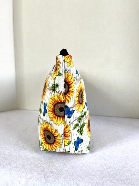 Sunflower Print // Cosmetic Bag // Go Bag // Travel Bag // Makeup