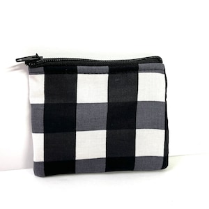 Coin bag Black and White Checkered print // Coin bag //