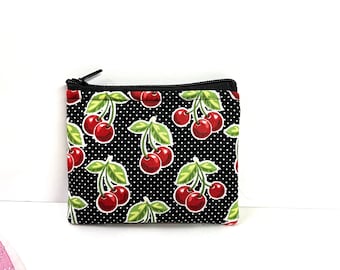 Cherry print Coin bag.