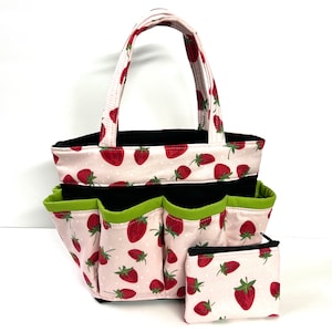 Strawberry print Bingo bag With FREE COIN Bag // Nurse bag // Makeup bag organizer // Nurse tote