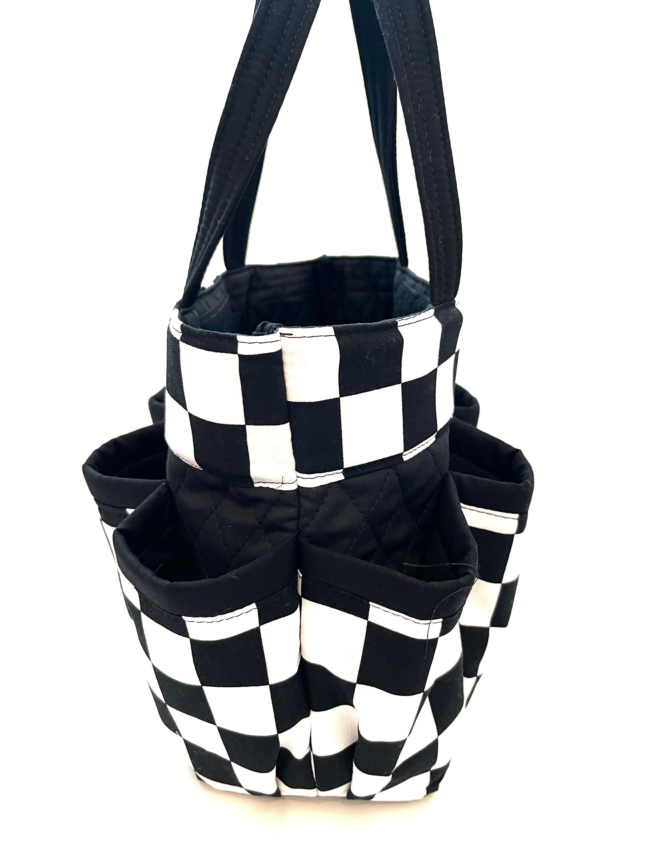 black-and-white-checkered-print-bingo-bag-with-free-coin-bag-etsy