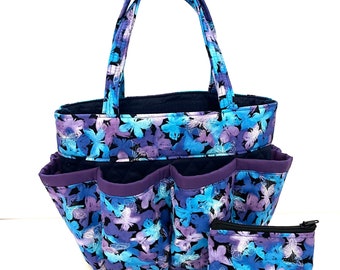 Butterflies print. Bingo bag With FREE COIN Bag // Nurse bag // Makeup bag organizer