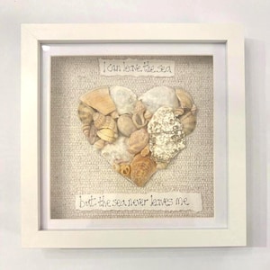 Personalised Shell Heart Box Frame, Coastal Memorial Artwork, Valentine