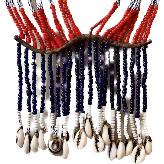 Beaded Strands Shell Statement Necklace, Antique … - image 2