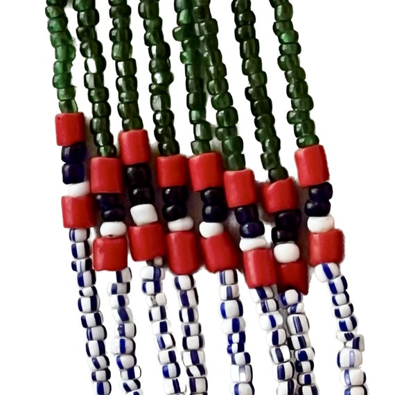 Beaded Strands Shell Statement Necklace, Antique … - image 3