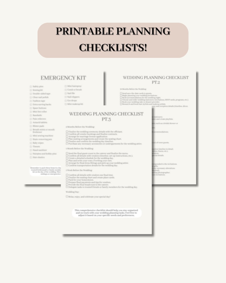 Wedding Day-of Binder Template With Printable Checklists + 120 ...