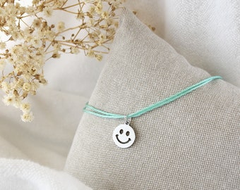 Armband Smiley Glück Freundschaftsarmband personalisierbar Geschenk Schmuck Perlenarmband silber Liebe