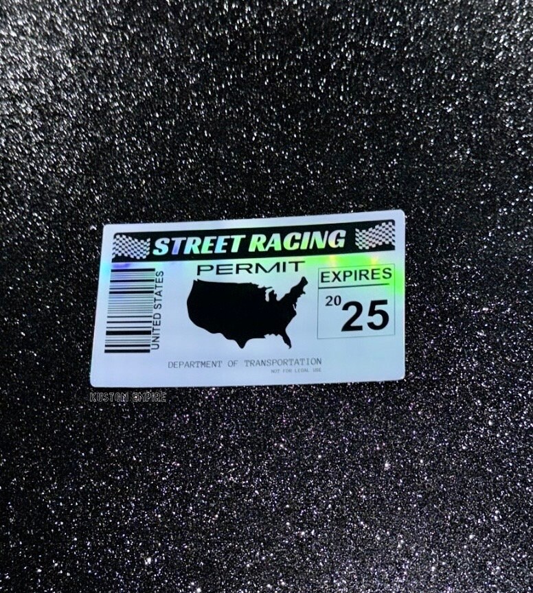 US Street Racing Permit Decal Sticker Outdoor Water/weather Proof