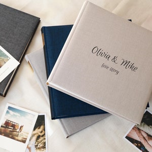 Small Linen Photo Album 30 pages Minimalist Design with Personalized UV-Printed Cover | Premium Gift & Memory Keepsake Scandinavian Style