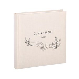 Álbum de bodas personalizado encuadernado en libro tradicional 30 tarjetas blancas / 60 caras Regalo de boda Libro de recuerdos Álbum de fotografías de lino