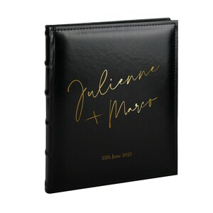 Custom black wedding photo album with Personalized Gold Cover - Perfect for Polaroid Photos