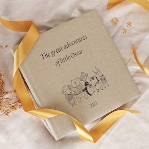 Babyfotoalbum 50 weiße Karten Leineneinband Erinnerungsbuch für Neugeborene Sammelalbum Erstes Jahr Geschenk