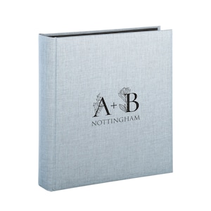 Album fotografico personalizzato per matrimonio in lino blu, regalo di nozze, ricordo fotografico, 50 carte nere, 100 lati