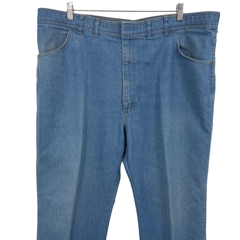 Vintage Wrangler Riata Mens Light Wash Straight Leg Western Denim Jeans 44x30 image 7