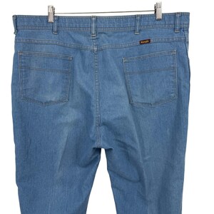 Vintage Wrangler Riata Mens Light Wash Straight Leg Western Denim Jeans 44x30 image 9