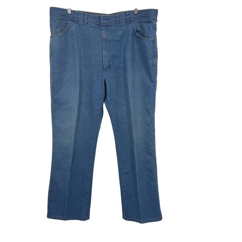 Vintage Wrangler Riata Mens Light Wash Straight Leg Western Denim Jeans 44x30 image 6