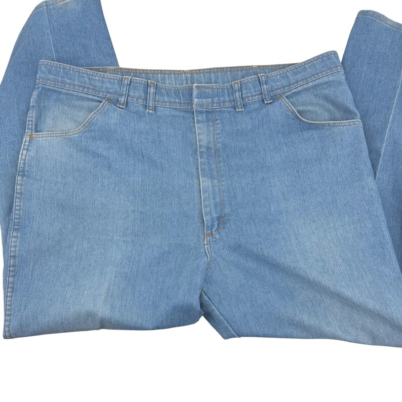 Vintage Wrangler Riata Mens Light Wash Straight Leg Western Denim Jeans 44x30 image 3