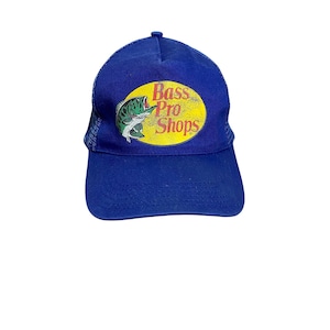 Vintage Bass Pro Shops Hat Blue Trucker Cap Fishing Outdoors Adjustable