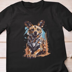 African Painted Dog Shirt: Unisex Safari Fashion with Eye-Catching African Wild Dog Print - Wildlife Apparel for Dog Lover Trendsetters