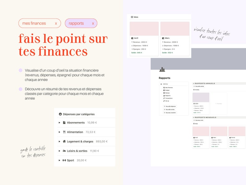 My Finances: manage your personal budget with Notion template in French image 5