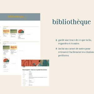 Life Planner: Notion model in French to organize your personal and professional life To do, projects, journal, meal planner, library image 6