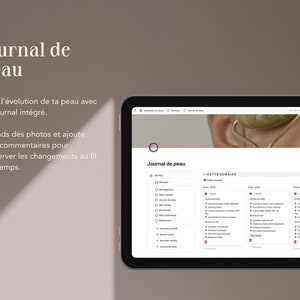 Carnet Skincare : modèle Notion en français dédié à ta peau Collection de produits, routines, journal de peau, suivi de traitements... image 4