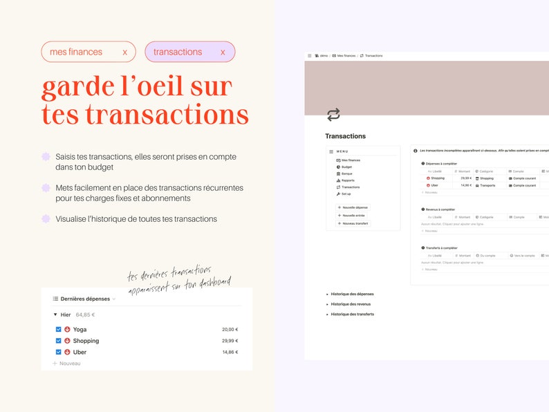 My Finances: manage your personal budget with Notion template in French image 6
