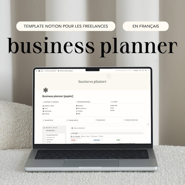 Business Planner : modèle Notion pour les freelances et micro-entreprises (en français) - Finances, social media, gestion de projets