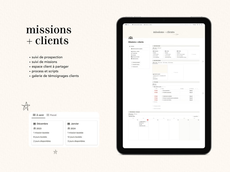 Business Planner: Notion model for freelancers and micro-businesses in French Finance, social media, project management image 6