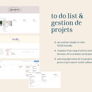 Life Planner: Notion model in French to organize your personal and professional life To do, projects, journal, meal planner, library image 3