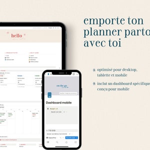 Life Planner: Notion model in French to organize your personal and professional life To do, projects, journal, meal planner, library image 2