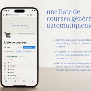 Planificateur de repas : modèle Notion en français Livre de recettes, menu de la semaine et liste de courses image 5
