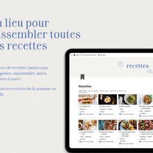 Planificateur de repas : modèle Notion en français Livre de recettes, menu de la semaine et liste de courses 画像 3