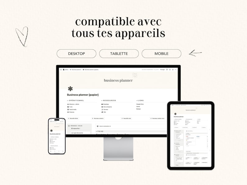 Business Planner: Notion model for freelancers and micro-businesses in French Finance, social media, project management image 9