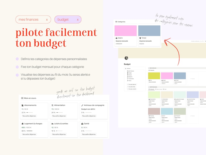 My Finances: manage your personal budget with Notion template in French image 3