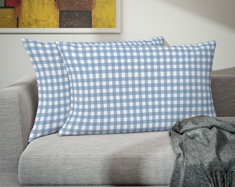 Taie d’oreiller Gingham blanc/bleu, taie d’oreiller Gingham intemporelle, design classique pour une housse d’oreiller confortable et confortable, décoration d’intérieur confortable et élégante