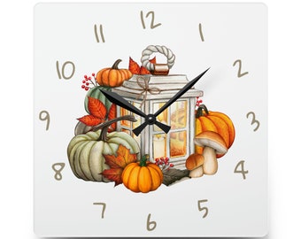 Enchanting Fall Vibes Acrylic Wall Clock, Embrace Autumn's Splendor, Timeless Elegance for Modern Interiors, Unique Gift Ideas