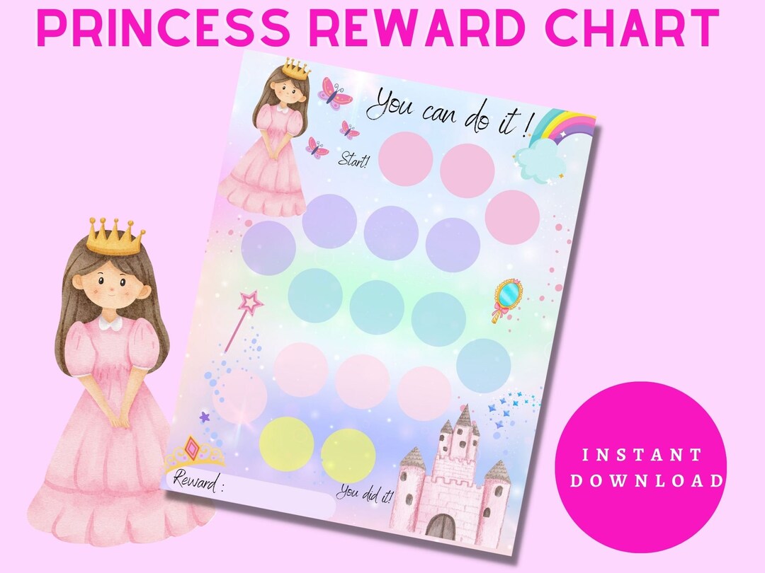 Princess Reward Chart for Kids Behaviour Chart Printable - Etsy